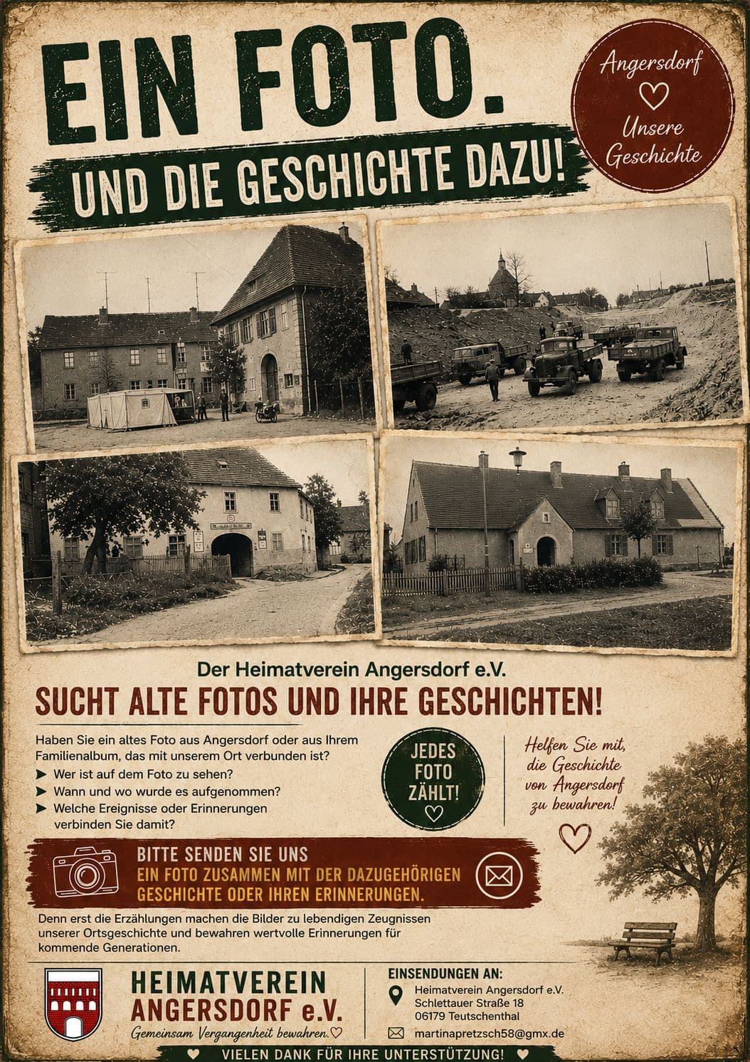 Aufruf des Heimatvereins Angersdorf: Ein Foto und die Geschichte dazu – wir suchen alte Fotos aus Angersdorf und die Geschichten dazu.